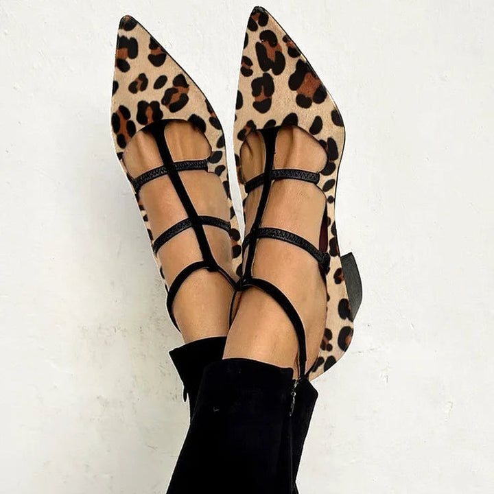 Bridget - Zapatos con tacón y tira con estampado de leopardo