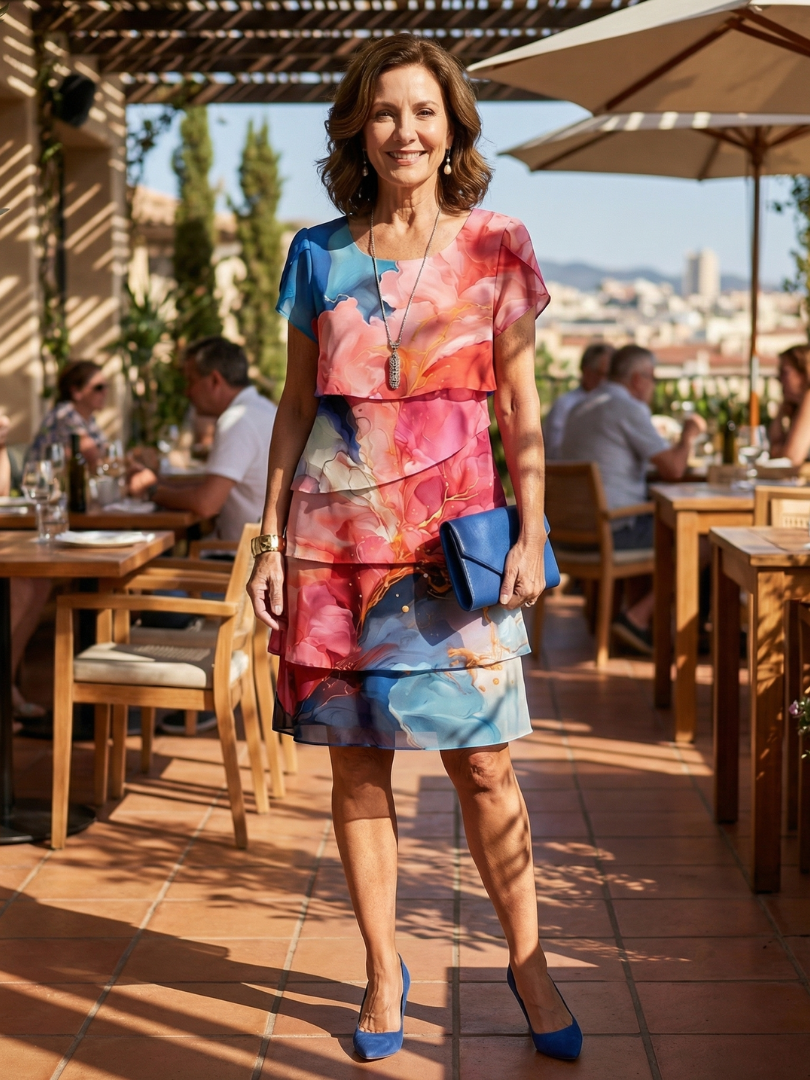 Mira | Vestido hasta la rodilla de mármol en equilibrio