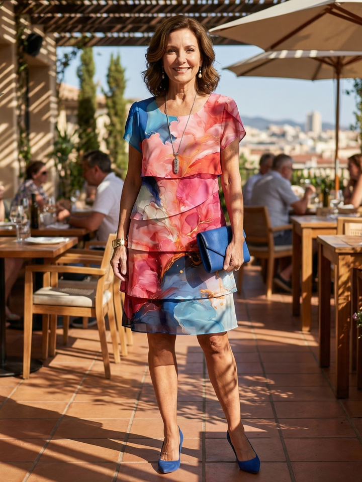 Mira | Vestido hasta la rodilla de mármol en equilibrio