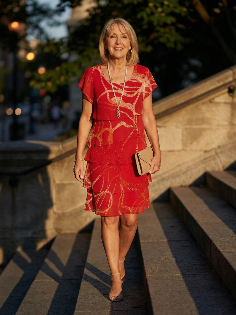 Nora | Vestido suave y abstracto hasta la rodilla