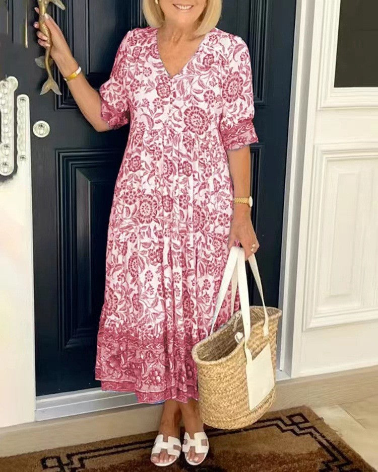 Keisha | Vestido Floral con Escote en V Elegante