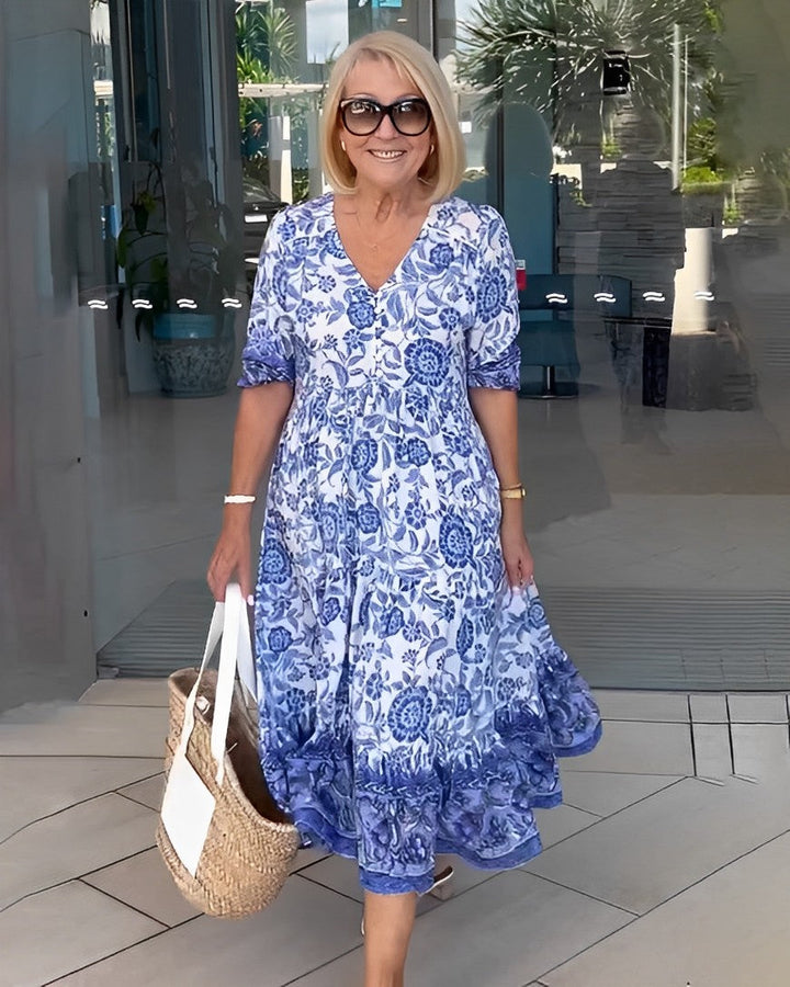 Keisha | Vestido Floral con Escote en V Elegante