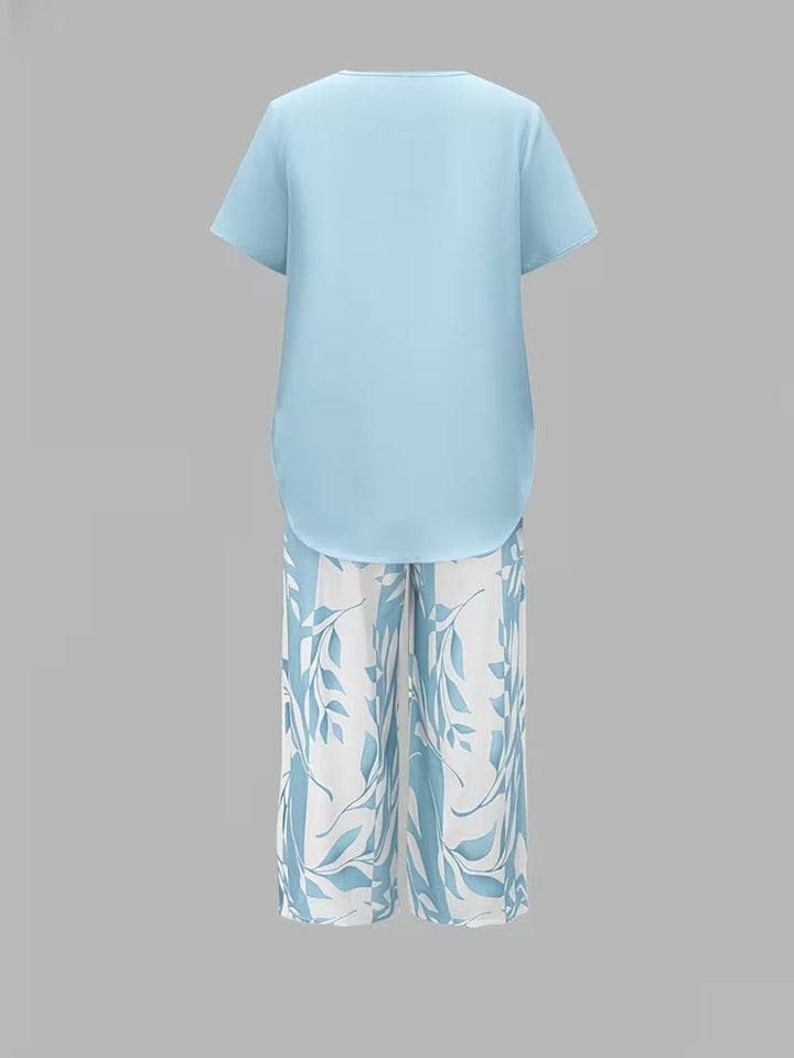 Avy™ | Conjunto de Dos Piezas con Estampado de Hojas Casual
